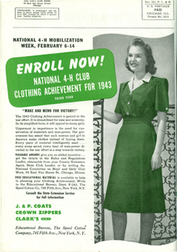  J. & P. Coats advertisement on the back cover of the February 1943 National 4-H Club News 
